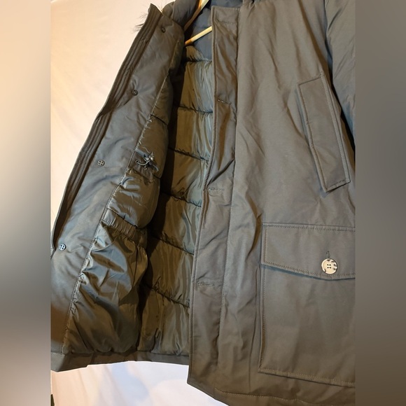 Piombo Men’s XL Dark Olive Green Parka with Hood and Removable Faux Fur - Picture 5 of 7